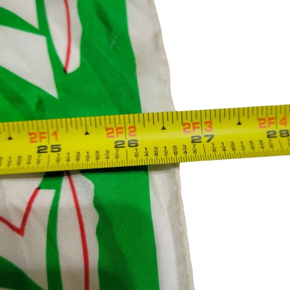 Vintage Echo Silk Scarf Green Nautical Sailboat Print Red Black Stripes As-Is - Picture 4 of 16